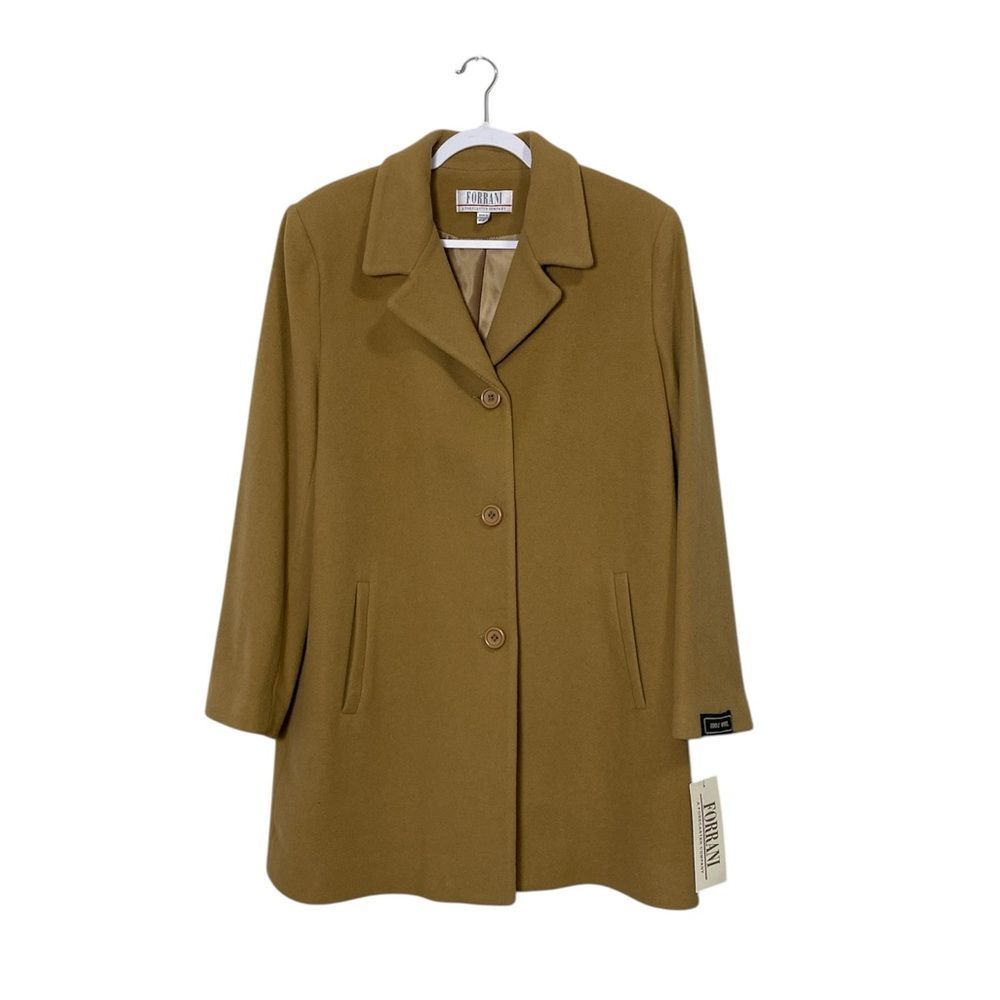NWT Vintage Forrani 100% Wool Camel Color Button Front Coat Women's Size 12